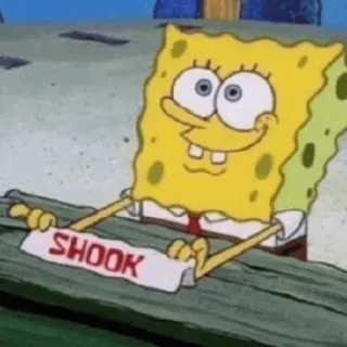 🖤 Spongebob Squarepants SHOOK spongebob, shocked, meme, cartoon, nickolodeon, shook telegram sticker