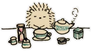 🍵 hedgehog, tea, teapot, cup, cute telegram sticker