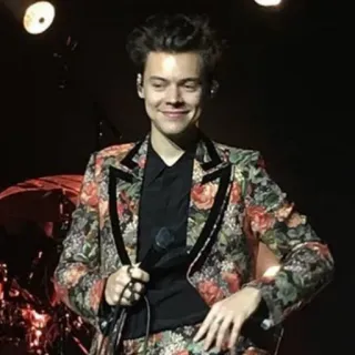 🌸 Harry Styles Harry Styles, musicien, chanteur, costume fleuri, concert telegram sticker