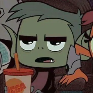 🐍 Beast Boy Teen Titans MEGA cartone animato, personaggio, verde, bevanda, meme telegram sticker