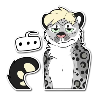 💬 Furry, Leopardo delle nevi, Animale, Cartone animato, Personaggio telegram sticker