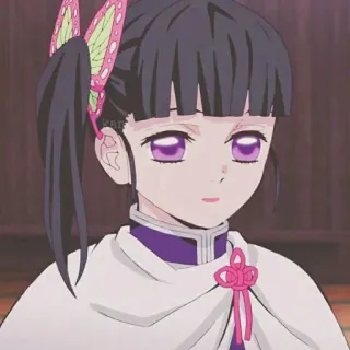 🍭 Kanao Tsuyuri Demon Slayer Anime, Demon Slayer, Kanao Tsuyuri, Kupu-kupu, Gadis, Mata ungu whatsapp sticker