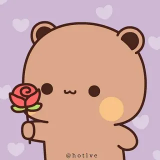 🌹 @hotlve bear, cartoon, cute, rose, love, hearts telegram sticker