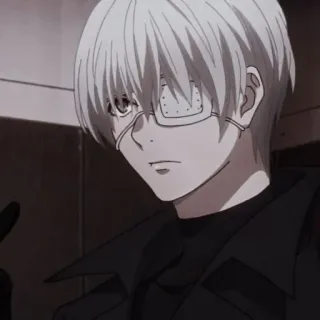 🔥 Ken Kaneki Tokyo Ghoul 애니메이션, 캐릭터, 흰 머리, 패치, 남성, 장갑, 카네키 켄 telegram sticker