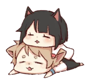 ❣ Чиби, Милый, В стиле аниме, Кошачьи ушки, Мультик, Каваий, Спящий telegram sticker