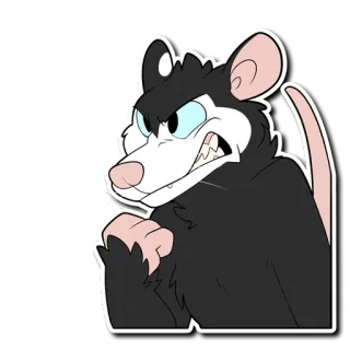 😠 Opossum, Marah, Binatang, Kartun, Stiker whatsapp sticker