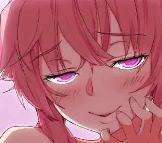 💈 Yuno Gasai Mirai Nikki Anime, Yandere, cheveux roses, fille, Future Diary whatsapp sticker