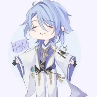 ✨ Ayato Genshin Impact Hug? Anime, Videospiel, Genshin Impact, Ayato, Chibi, Süß whatsapp sticker