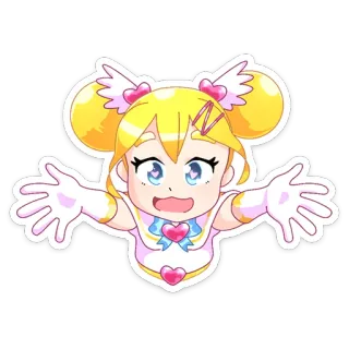 🤗 Anime, Carino, Cartone animato, Chibi, Ragazza, Personaggio, Ali telegram sticker