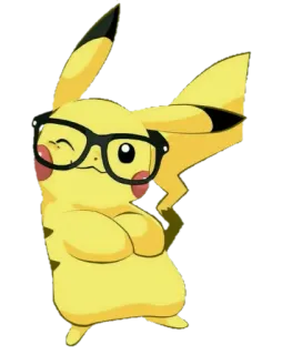 😉 Pikachu Pokemon ปิกาจู, โปเกมอน, แว่นตา, การ์ตูน, สีเหลือง telegram sticker