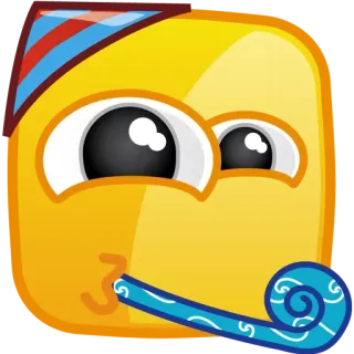 😄 fiesta, celebración, cumpleaños, emoji, cara, festivo, sombrero, matasuegras whatsapp sticker