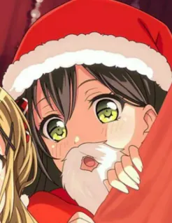 🎅 anime, christmas, santa hat, cute, cartoon, festive telegram sticker