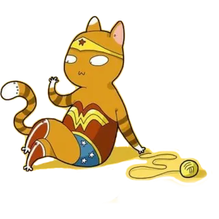 🐱 Wonder Woman gato, super-herói, desenho animado, animal, Mulher Maravilha, quadrinhos, fofo whatsapp sticker