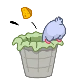 🗑 bird, trash, bin, cartoon telegram sticker