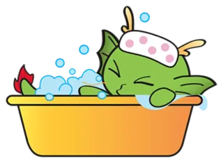🛀 kartun, hewan, bak mandi, lucu, mandi, naga, gelembung telegram sticker