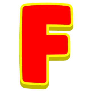 ❌ F letter, alphabet, red, yellow, F telegram sticker
