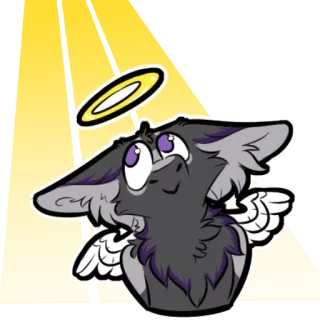 😇 angel, cute, furry, halo, cartoon telegram sticker
