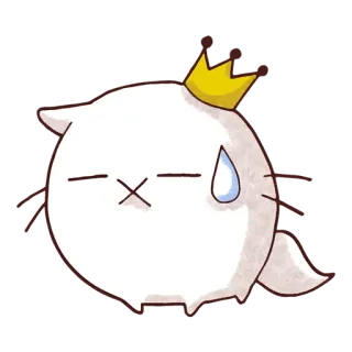 😓 cat, king, cute, emoji, sticker, cartoon, sad whatsapp sticker