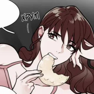 🕯 ХРУМ jedzenie, kreskówka, przekąska, ciastko, kobieta telegram sticker
