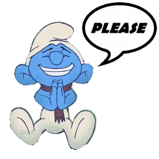 🙏 Smurf PLEASE puffo, cartone animato, per favore, implorare, carino telegram sticker