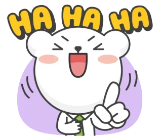 🤣 HA HA HA rindo, haha, engraçado, urso, branco, alegre, desenho animado telegram sticker