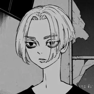 🗝 Mikey Tokyo Revengers Mikey, Tokyo Revengers, anime, manga, character, black and white telegram sticker