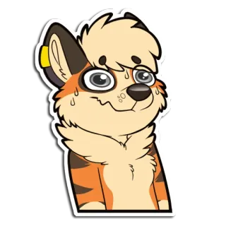 😅 furry, anthropomorphic, tiger, nervous, sweating, cartoon, sticker telegram sticker