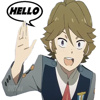 👋 HELLO Аниме, Приветствие, Привет, Облачко речи, Дружелюбный, Персонаж telegram sticker