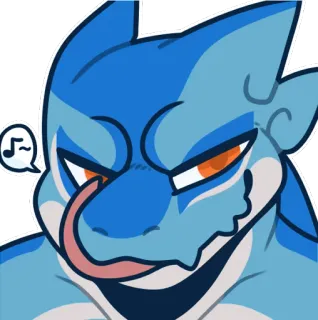 🦈 Fellwesen, Anthropomorph, Cartoon, Sticker, Ausdruck, Reptil, Blau whatsapp sticker