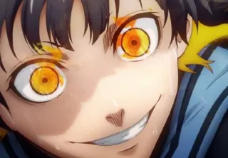 😈 anime, smile, evil, eyes whatsapp sticker