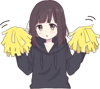 👍 Fille anime, Cheerleader, Pompons, Mignon, Dessin animé telegram sticker