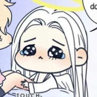 ✨ TOUCH Anime, Manga, Dibujos animados, Llorar, Lindo, Chibi, Ángel, Halo whatsapp sticker