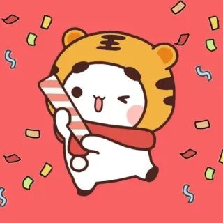 🎉 carino, tigre, coriandoli, festa, animale telegram sticker