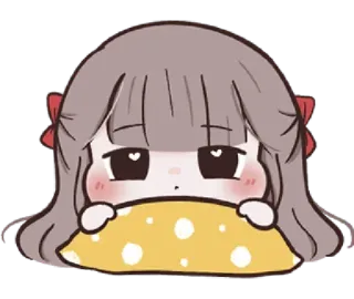 🌙 schattig, meisje, verdrietig, verlegen, cartoon, kawaii whatsapp sticker