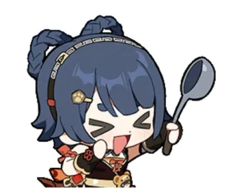 🥄 Xiangling Genshin Impact genshin impact, xiangling, videogame, chibi, personage, kok, schattig telegram sticker