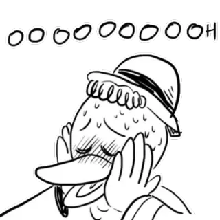😍 OOOOOOOOOOH pato, desenho animado, suado, angustiado, preto e branco telegram sticker