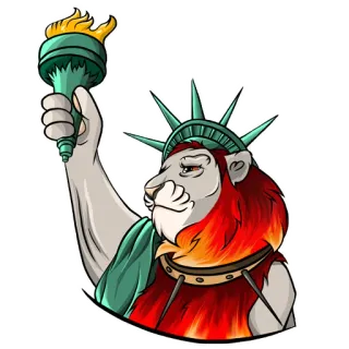 🇺🇸 singa, patung liberty, obor, binatang, kartun, maskot telegram sticker