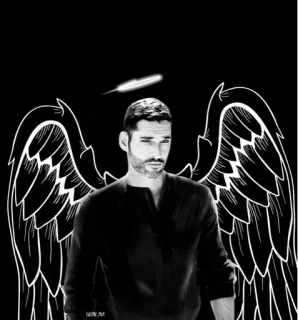 👹 Lucifer ange, diable, ailes, auréole, Lucifer, homme telegram sticker