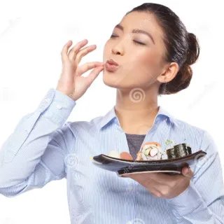 😘 woman, sushi, food, plate, eating, delicious, asian telegram sticker