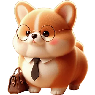 🤓 corgi, cachorro, animal, fofo, óculos, negócios, escritório telegram sticker