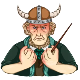 😡 viking, en colère, homme, casque, baguette, médiéval, dessin animé whatsapp sticker