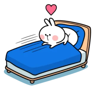 😴 Cartone animato, Coniglio, Letto, Cuore, Amore, Carino whatsapp sticker