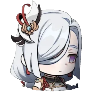 😐 Shenhe Genshin Impact Anime, Gra, Postać, Białe włosy, Genshin Impact, Shenhe telegram sticker