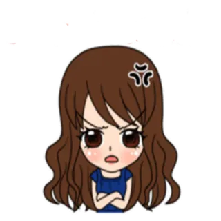 ☹ злой, раздраженный, расстроенный, мультфильм, женщина, девушка, персонаж telegram sticker