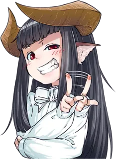 😁 Anime, Demonio, Chica, Cuernos, Guiño, Signo de la paz whatsapp sticker