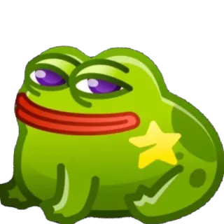 🫥 Frosch, grün, Stern, Cartoon telegram sticker