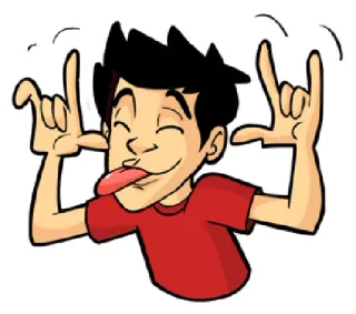 😜 cartone animato, ragazzo, lingua, gesto, divertente whatsapp sticker