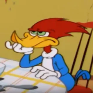 😤 Woody Woodpecker Cartone animato, Uccello, Legno, Picchio, Pensare telegram sticker
