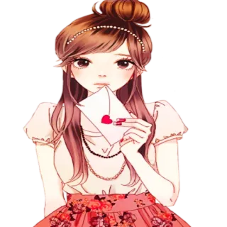 💝 Anime Mädchen, Brief, Herz, Süß, Cartoon, Kawaii whatsapp sticker