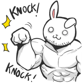 🚪 Knock! Knock! Hase, Muskel, Klopfen, Tier, Kaninchen, Stark whatsapp sticker